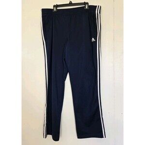 Vintage Adidas Track Pants Mens L Navy Blue Sweatpants Baggy Y2K Wide Leg Rare